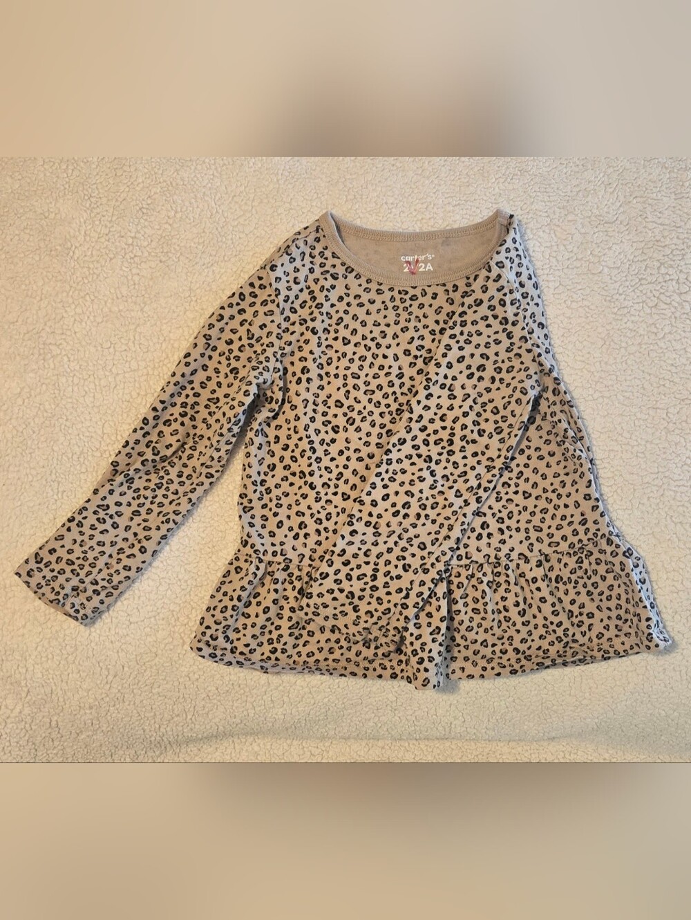 Carter's Tan Leopard-Print Long Sleeve Peplum Top